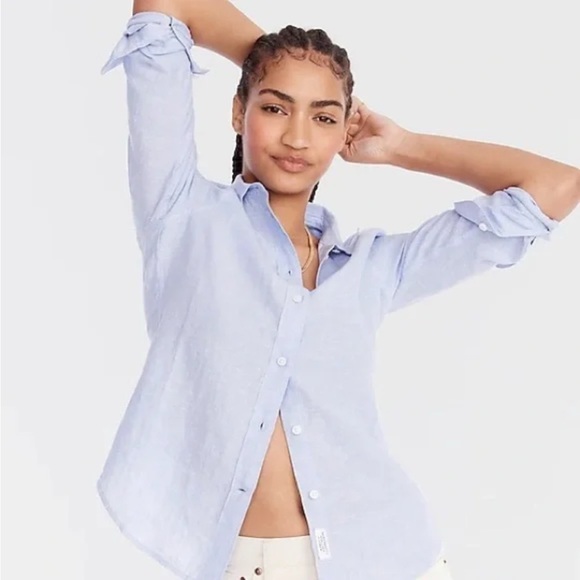 J. Crew Tops - J.Crew Baird Mcnutt Irish Linen Slim fit button down French Blue 10